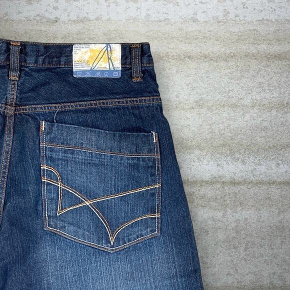 Vintage Skater Wide Leg Jean Shorts Outback Rider Dark Wash Baggy 14" Inseam Y2K - Picture 3 of 7
